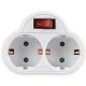 Αντάπτορας ρεύματος SONORA PAW201 3500W 16A δύο θέσεων σούκο με διακόπτη on/off
