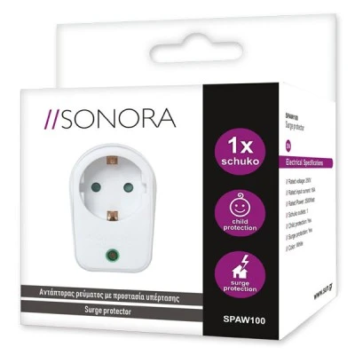 Αντάπτορας ρεύματος SONORA SPAW100 3500W 250V 16A με προστασία υπέρτασης Αντάπτορας ρεύματος SONORA SPAW100 3500W 250V 16A με προστασία υπέρτασης