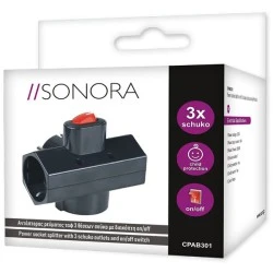 Αντάπτορας ρεύματος ταφ 3 θέσεων σούκο SONORA CPAB301 3500W 250V 16A με διακόπτη on/off