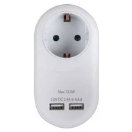 Ανταπτόρας SONORA PAW100-2USB24 3680W με pass-through και 2 θύρες φόρτισης USB (2.4Α)