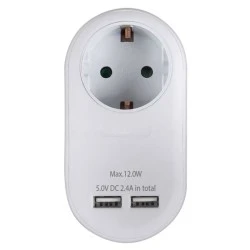 Ανταπτόρας SONORA PAW100-2USB24 3680W με pass-through και 2 θύρες φόρτισης USB (2.4Α) Ανταπτόρας SONORA PAW100-2USB24 3680W με pass-through και 2 θύρες φόρτισης USB (2.4Α)