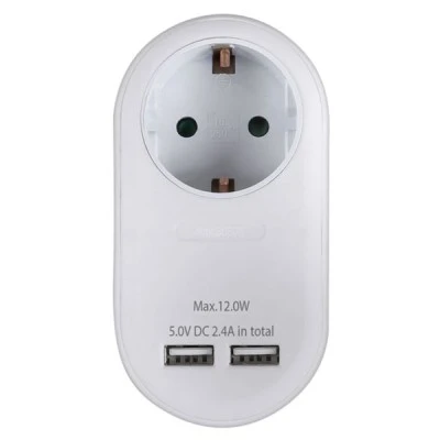 Ανταπτόρας SONORA PAW100-2USB24 3680W με pass-through και 2 θύρες φόρτισης USB (2.4Α)