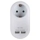 Ανταπτόρας SONORA PAW100-2USB24 3680W με pass-through και 2 θύρες φόρτισης USB (2.4Α)