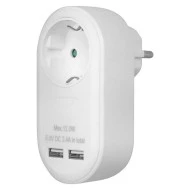 Ανταπτόρας SONORA PAW100-2USB24 3680W με pass-through και 2 θύρες φόρτισης USB (2.4Α)