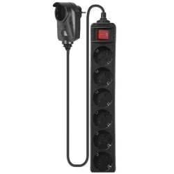 Πολύπριζο SONORA S1PSB601 6+1 θέσεων μαύρο με προστασία υπέρτασης διακόπτη ON/OFF & καλώδιο 1.5m