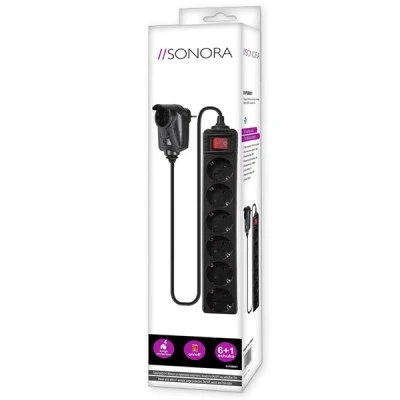 Πολύπριζο SONORA S1PSB601 6+1 θέσεων μαύρο με προστασία υπέρτασης διακόπτη ON/OFF & καλώδιο 1.5m Πολύπριζο SONORA S1PSB601 6+1 θέσεων μαύρο με προστασία υπέρτασης διακόπτη ON/OFF & καλώδιο 1.5m