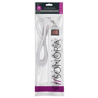 Πολύπριζο 5 θέσεων SONORA PSW501-3M με διακόπτη ON/OFF και καλώδιο 3m σε λευκό χρώμα