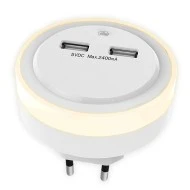 Φωτάκι νυκτός LED SONORA RING LIGHT 0.3W με 2 θύρες φόρτισης USB θερμό φως 2700k