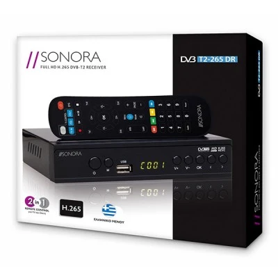 Επίγειος ψηφιακός δέκτης SONORA DVB-T2 H265 MPEG-4 / H.265 / FULL HD 2 σε 1 για τηλεόραση & δέκτη