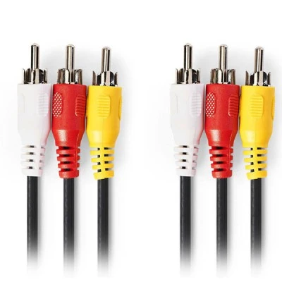 Καλώδιο NEDIS CVGP24300BK50 A/V 3x RCA αρσενικό - 3x RCA αρσενικό μήκους 5m σε μαύρο χρώμα