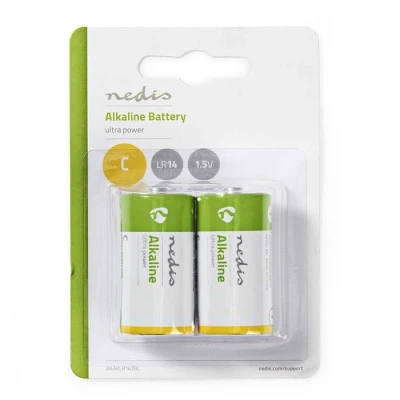 Αλκαλικές μπαταρίες LR14 C NEDIS BAAKLR142BL 1.5V σε blister 2 μπαταριών