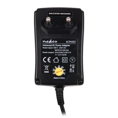 Τροφοδοτικό Universal 18W switching NEDIS με συμπαγή σχεδιασμό έξοδο 3-12V και ενδεικτική λυχνία LED Τροφοδοτικό Universal 18W switching NEDIS με συμπαγή σχεδιασμό έξοδο 3-12V και ενδεικτική λυχνία LED