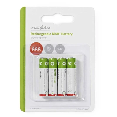 Επαναφορτιζόμενη μπαταρία ΑΑΑ Νi-MH 700 mAh 1.2V NEDIS BANM7HR034B σε blister 4 τεμαχίων