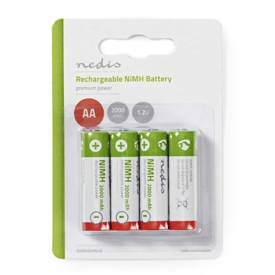 Επαναφορτιζόμενες μπαταρίες ΑΑ Νi-MH 2000 mAh 1.2V NEDIS BANM20HR64B σε blister 4 μπαταριών Επαναφορτιζόμενες μπαταρίες ΑΑ Νi-MH 2000 mAh 1.2V NEDIS BANM20HR64B σε blister 4 μπαταριών
