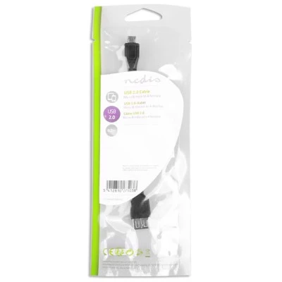 Αντάπτορας / καλώδιο NEDIS CCGP60570BK02 USB 2.0 θηλυκό σε USB micro B αρσενικό