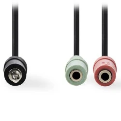 Καλώδιο ήχου Stereo NEDIS CAGP22150BK02 από 3,5mm αρσ. σε 2x 3,5mm θηλ. 0.20m