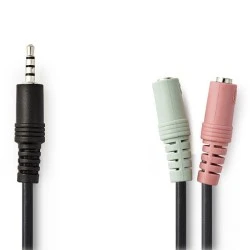 Καλώδιο ήχου Stereo NEDIS CAGP22150BK02 από 3,5mm αρσ. σε 2x 3,5mm θηλ. 0.20m