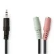 Καλώδιο ήχου Stereo NEDIS CAGP22150BK02 από 3,5mm αρσ. σε 2x 3,5mm θηλ. 0.20m