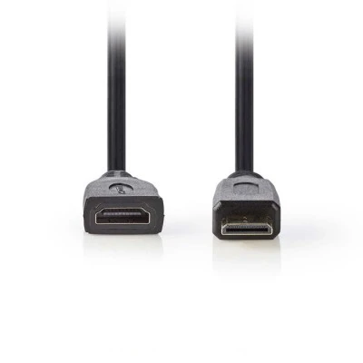 Καλώδιο NEDIS CVGP34590BK02 HDMI mini αρσενικό σε HDMI θηλυκό 0.20m μαύρο χρώμα