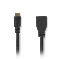 Καλώδιο NEDIS CVGP34590BK02 HDMI mini αρσενικό σε HDMI θηλυκό 0.20m μαύρο χρώμα