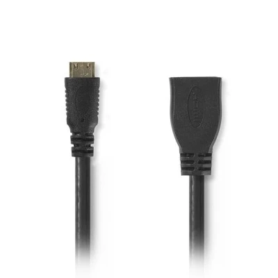 Καλώδιο NEDIS CVGP34590BK02 HDMI mini αρσενικό σε HDMI θηλυκό 0.20m μαύρο χρώμα