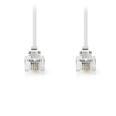 Tηλεφωνικό καλώδιο NEDIS TCGP90200WT100 RJ11 αρσενικό σε RJ11 αρσενικό 10.0 μ. λευκό Tηλεφωνικό καλώδιο NEDIS TCGP90200WT100 RJ11 αρσενικό σε RJ11 αρσενικό 10.0 μ. λευκό