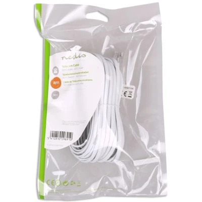 Tηλεφωνικό καλώδιο NEDIS TCGP90200WT100 RJ11 αρσενικό σε RJ11 αρσενικό 10.0 μ. λευκό Tηλεφωνικό καλώδιο NEDIS TCGP90200WT100 RJ11 αρσενικό σε RJ11 αρσενικό 10.0 μ. λευκό