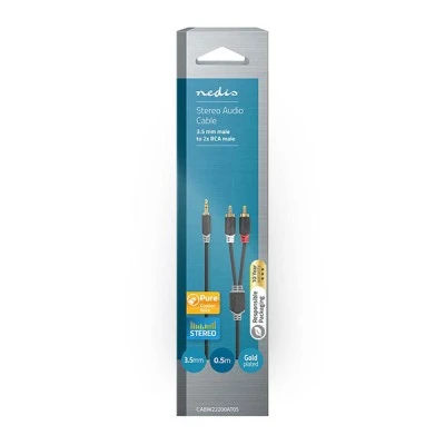 Kαλώδιο NEDIS CABW22200AT05 2x RCA αρσενικό σε 3,5mm Stereo αρσενικό 0.5m