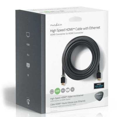 Καλώδιο NEDIS CVBW34000AT150 HDMI High Speed με Ethernet αρσενικό σε αρσενικό 15m ανθρακί χρώμα Καλώδιο NEDIS CVBW34000AT150 HDMI High Speed με Ethernet αρσενικό σε αρσενικό 15m ανθρακί χρώμα