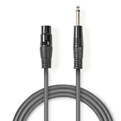 Καλώδιο NEDIS COTH15120GY15 3-Pin XLR θηλ. σε 6.35mm αρσ. μήκους 1.5m
