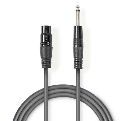 Καλώδιο NEDIS COTH15120GY15 3-Pin XLR θηλ. σε 6.35mm αρσ. μήκους 1.5m