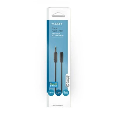 Καλώδιο προέκτασης ήχου NEDIS CAGB22050BK20 3,5mm Stereo αρσ. - 3,5mm Stereo θηλ. 2m