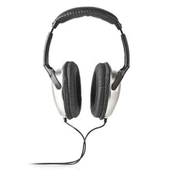 Ακουστικά NEDIS HPWD1201BK HiFi με 6 μέτρα καλώδιο και έλεγχο έντασης σε ασημί/μαύρο χρώμα