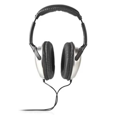 Ακουστικά NEDIS HPWD1201BK HiFi με 6 μέτρα καλώδιο και έλεγχο έντασης σε ασημί/μαύρο χρώμα