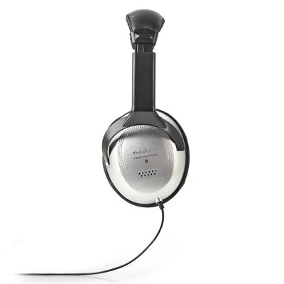 Ακουστικά NEDIS HPWD1201BK HiFi με 6 μέτρα καλώδιο και έλεγχο έντασης σε ασημί/μαύρο χρώμα