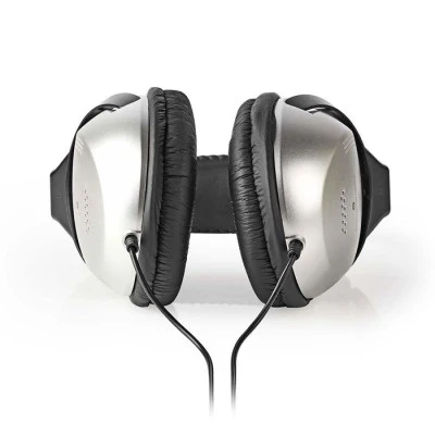 Ακουστικά NEDIS HPWD1201BK HiFi με 6 μέτρα καλώδιο και έλεγχο έντασης σε ασημί/μαύρο χρώμα