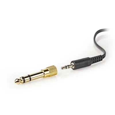 Ακουστικά NEDIS HPWD1201BK HiFi με 6 μέτρα καλώδιο και έλεγχο έντασης σε ασημί/μαύρο χρώμα