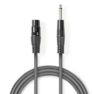 Καλώδιο NEDIS COTH15120GY50 3-Pin XLR θηλυκό σε 6.35mm αρσενικό μήκους 5.0m