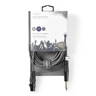 Καλώδιο NEDIS COTH15120GY50 3-Pin XLR θηλυκό σε 6.35mm αρσενικό μήκους 5.0m