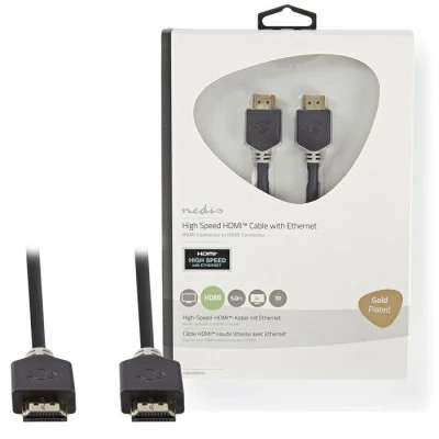 Καλώδιο HDMI High Speed NEDIS CVBW34000AT50 με Ethernet αρσενικό-αρσενικό 5.0m σε ανθρακί χρώμα