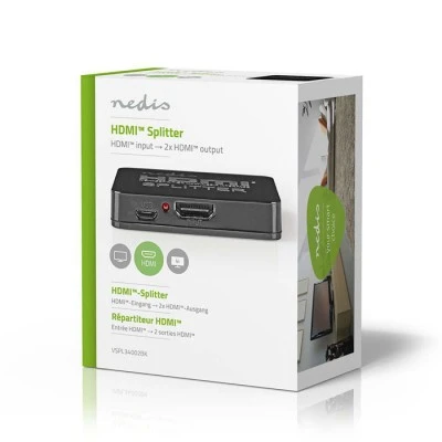 Splitter HDMI 2 θυρών NEDIS VSPL34002BK με υποστήριξη 4Κ2Κ Full HD και 3D Splitter HDMI 2 θυρών NEDIS VSPL34002BK με υποστήριξη 4Κ2Κ Full HD και 3D