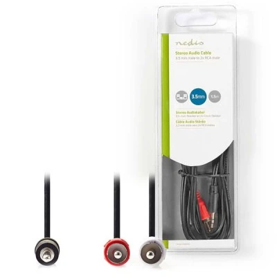 Καλώδιο NEDIS CAGB22200BK15 2x RCA αρσενικό σε 3.5mm Stereo αρσενικό 1.5 m Καλώδιο NEDIS CAGB22200BK15 2x RCA αρσενικό σε 3.5mm Stereo αρσενικό 1.5 m