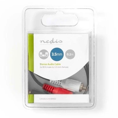 Καλώδιο NEDIS CAGB22255BK02 2x RCA αρσ. σε 1x 3,5mm θηλ. 0,2 m σε συσκευασία blister