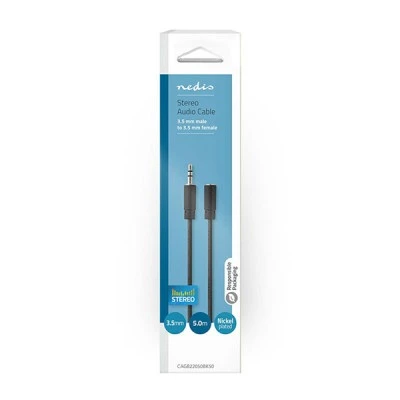 Καλώδιο προέκτασης ήχου NEDIS CAGB22050BK50 3.5mm Stereo αρσ. – 3.5mm Stereo θηλ. 5.00m