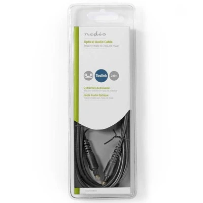Καλώδιο οπτικής ίνας NEDIS CAGB25000BK20 TosLink αρσενικό σε αρσενικό 2m σε συσκευασία blister