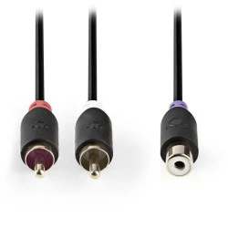 Καλώδιο ήχου NEDIS CABW24020AT02 από 2x RCA αρσενικό σε RCA θηλυκό 0.20m