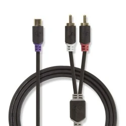 Καλώδιο ήχου NEDIS CABW24020AT02 από 2x RCA αρσενικό σε RCA θηλυκό 0.20m