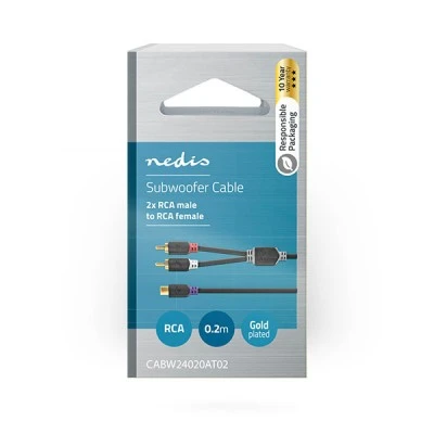 Καλώδιο ήχου NEDIS CABW24020AT02 από 2x RCA αρσενικό σε RCA θηλυκό 0.20m Καλώδιο ήχου NEDIS CABW24020AT02 από 2x RCA αρσενικό σε RCA θηλυκό 0.20m
