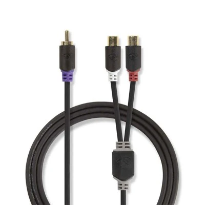 Καλώδιο ήχου NEDIS CABW24010AT02 από RCA αρσενικό 2 x RCA θηλυκό 0.20m