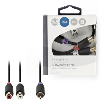 Καλώδιο ήχου NEDIS CABW24010AT02 από RCA αρσενικό 2 x RCA θηλυκό 0.20m